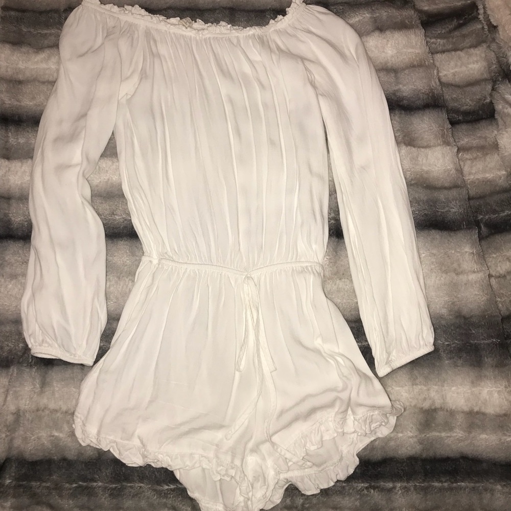 White Ruffle Brandy Melville Romper
